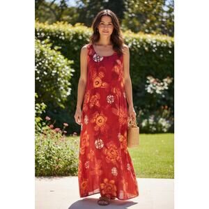 Rabbit Rabbit Rabbit Designs 12 Maxi Dress Matching Cardigan Red Floral Batik